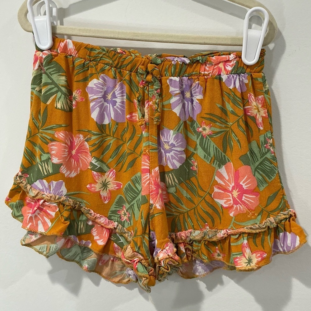 KIDS: Btween Orange Floral Top and Shorts Set - Picture 5 of 7
